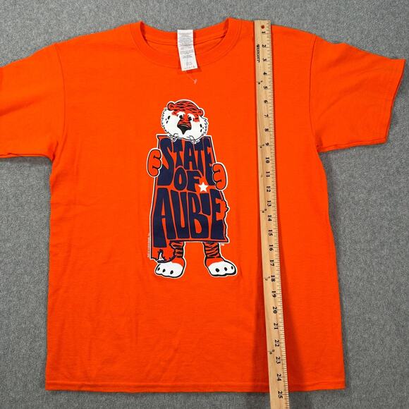 Auburn Tigers State of Aubie Short Sleeve Tee Shirt Youth Large Crew Neck Orange - Picture 5 of 7